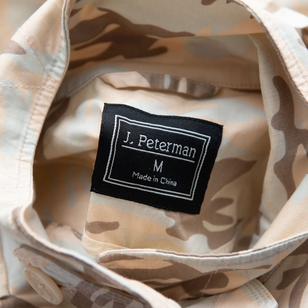 J Peterman Cargo Jacket Camouflage Coat Cotton Blend Camo Brown Tan Size Medium - Picture 4 of 8